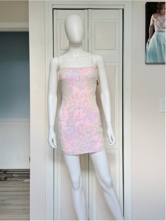 Lovely Day Dresses & Skirts - Size Large Pink Iridescent Sequin Mini Cocktail Party Homecoming Hoco Dress